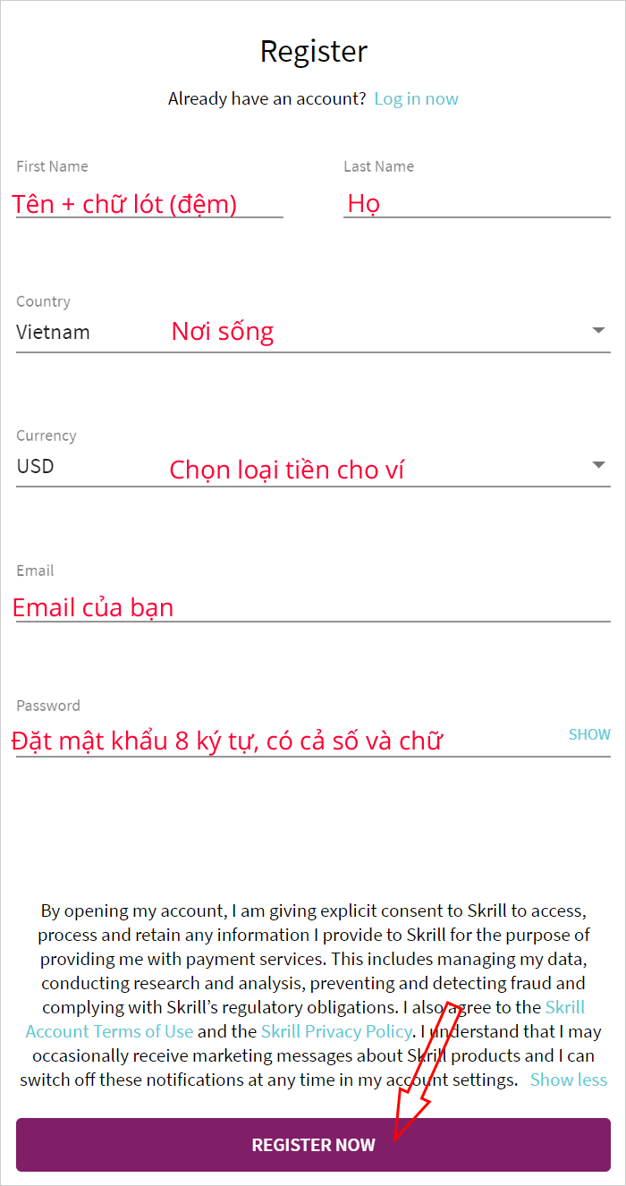 Trang đăng ký Skrill